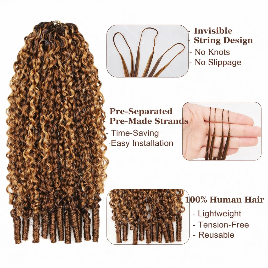 P427 Highlight Burmese Curly F - Crochet Braiding Hair avis et prix