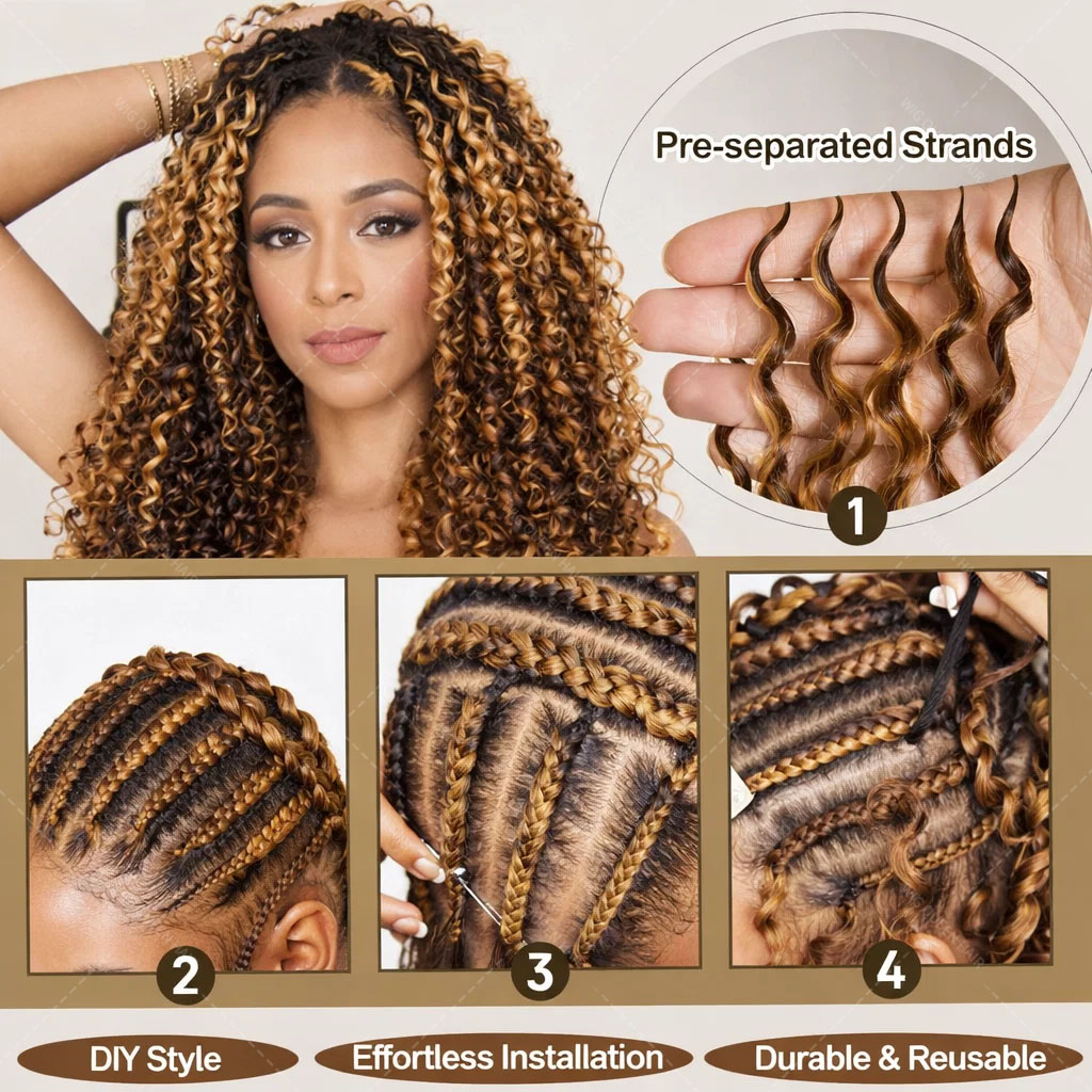 P427 Highlight Burmese Curly F - Crochet Braiding Hair avis et prix