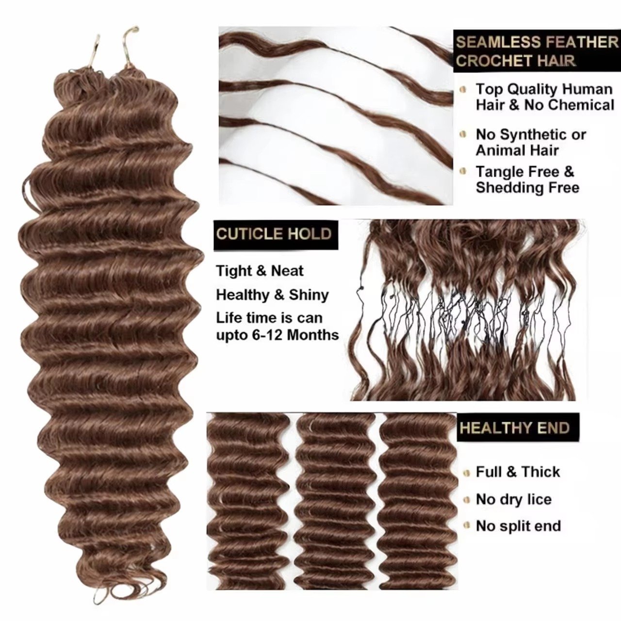 Smilegirl Cheveux Humains Ondu - Crochet Braiding Hair avis et prix